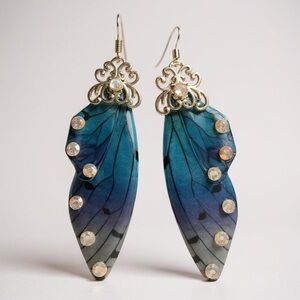 Elegant Blue Butterfly Wing Earrings